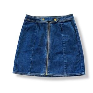 [Blue Spice] Denim Blue Skirt with Gold Zipper